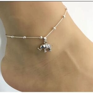 Bohemian Filigree Elephant Pendant Anklet Adjustable Silver Alloy Size NEW 🐘